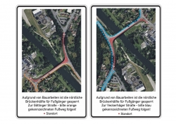 B 3 / B 80 (Hann. Münden): Fußweg an der Weserbrücke wird umgeleitet