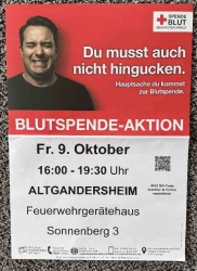 Altgandersheim: Stadtbrandmeister Roßtock ermuntert zur Teilnahme am nächsten Blutspenden!